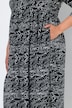 Wave Print 3/4 Sleeve Empire Waist Pocket Dress