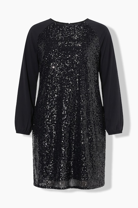 Paillettenkleid, Rundhals, Raglan-Langarm