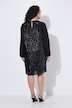 Paillettenkleid, Rundhals, Raglan-Langarm