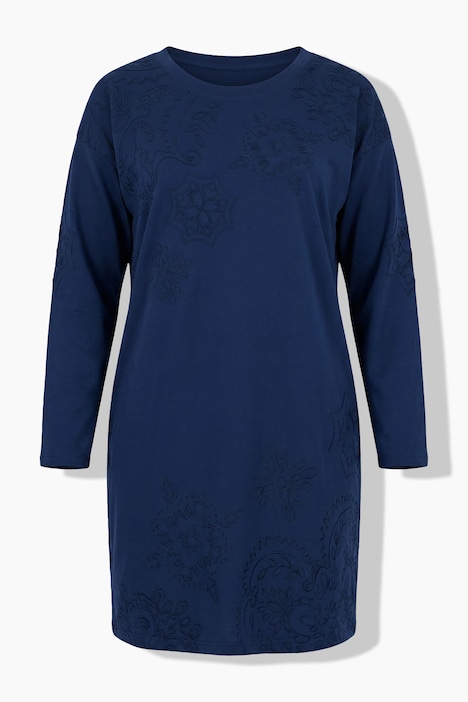 Sweatkleid, Flockdruck, Rundhalsausschnitt, Langarm