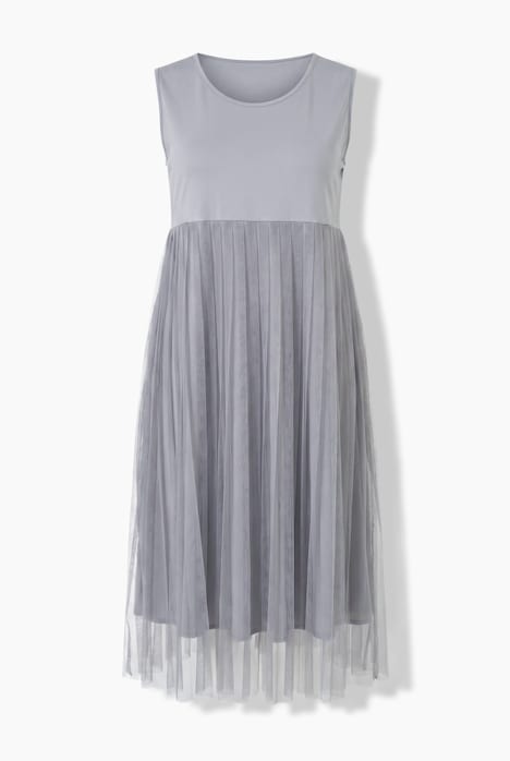 Midikleid, Plisseerock, A-Linie, Rundhalsausschnnitt