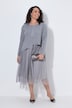 Midikleid, Plisseerock, A-Linie, Rundhalsausschnnitt