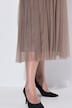 Robe midi, jupe plissée et décolleté rond, coupe évasée