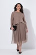 Robe midi, jupe plissée et décolleté rond, coupe évasée