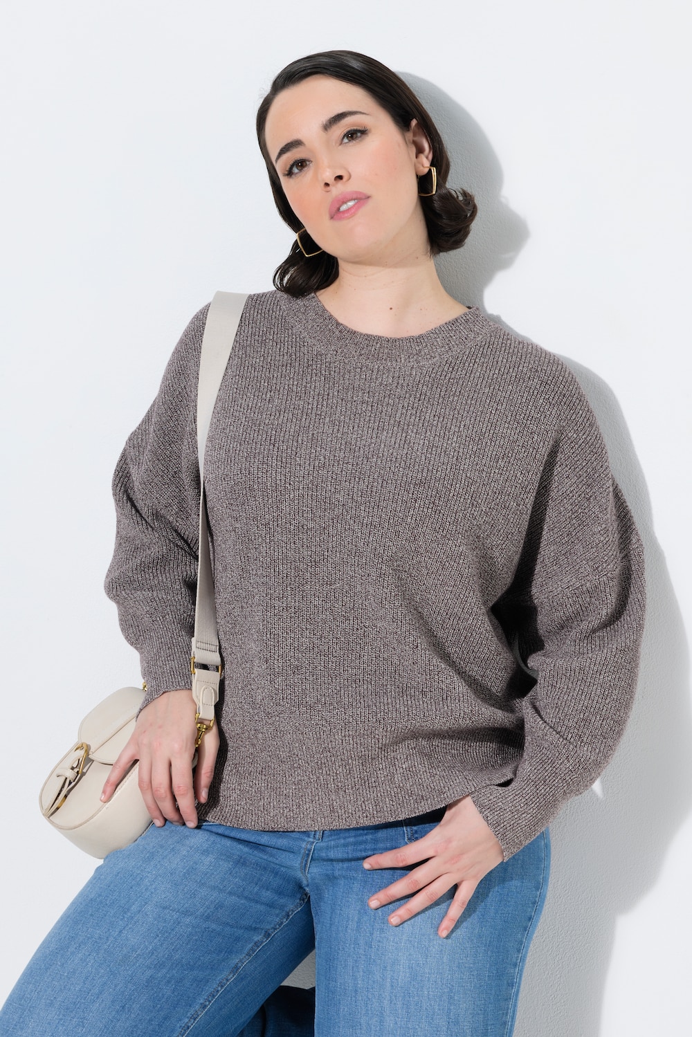 Pullover, meliert, Rundhalsausschnitt, Langarm