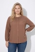 Bluse, gesmokter Rundhalsausschnitt, Langarm