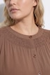 Bluse, gesmokter Rundhalsausschnitt, Langarm