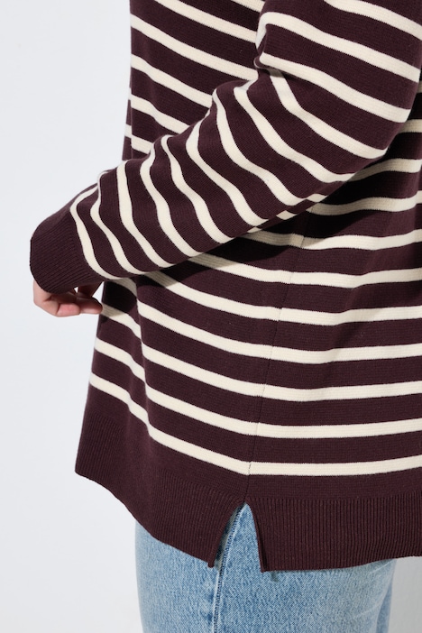 Pullover, Ringel, Knopfleiste, Rundhals, Langarm