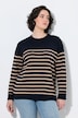 Pullover, Ringel, Knopfleiste, Rundhals, Langarm