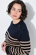 Pullover, Ringel, Knopfleiste, Rundhals, Langarm