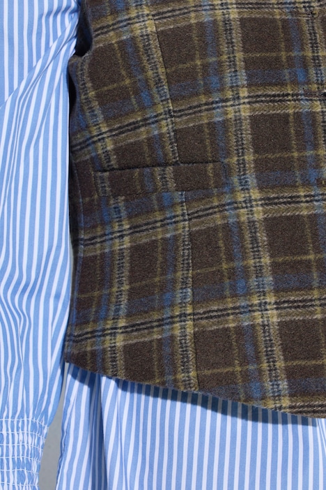 Gilet à carreaux, dentelle et  col en V, modèle sans manches