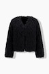 Webfell-Jacke, Classic Fit, V-Ausschnitt, Komplettfutter
