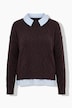 2-in-1-Pullover, Zopfmuster, Hemdkragen, Langarm