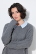 2-in-1-Pullover, Zopfmuster, Hemdkragen, Langarm