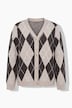 Strickjacke, Rauten, V-Ausschnitt, Langarm