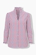 Bluse, Karo, Zierfalten, V-Ausschnitt, Langarm
