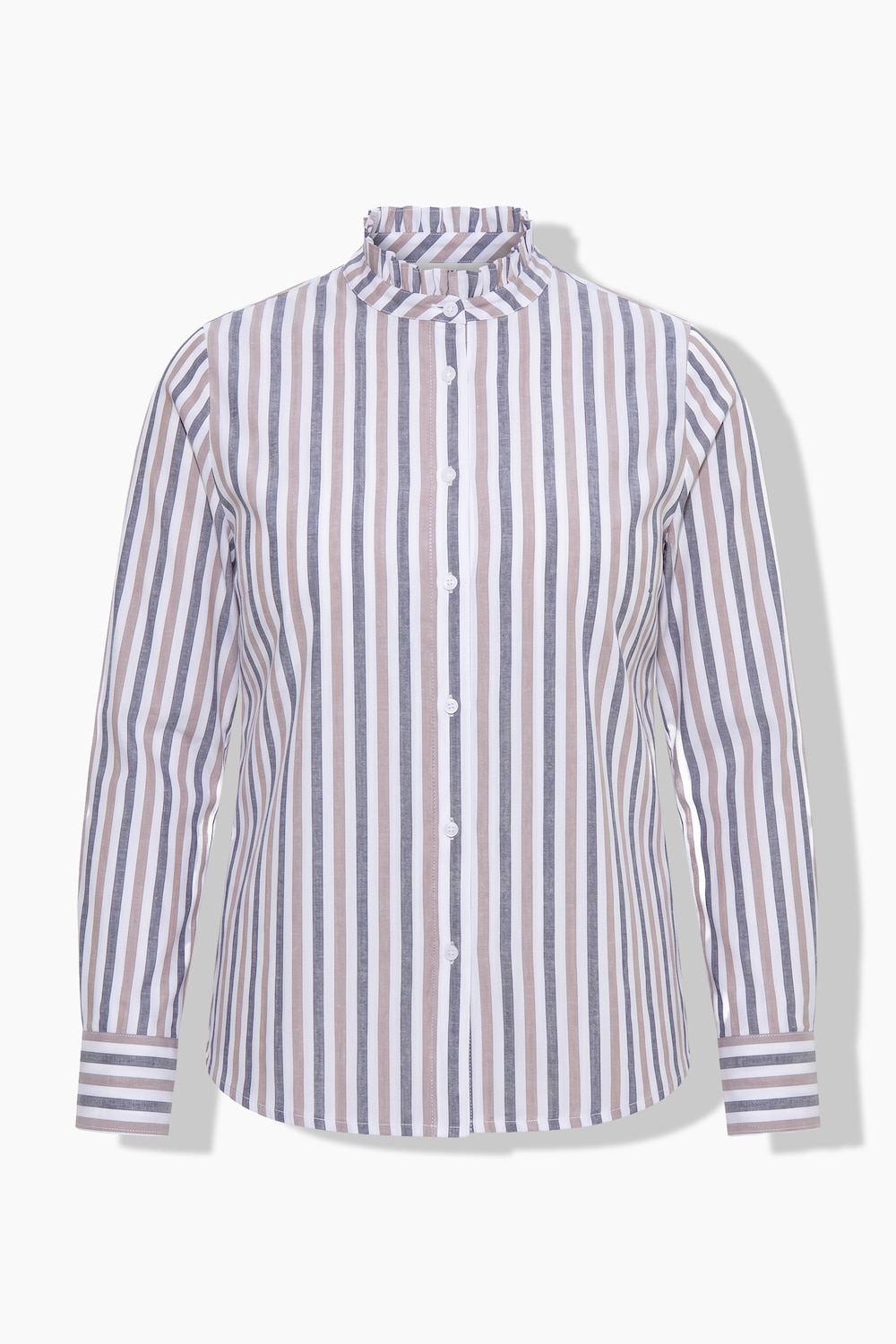 Bluse, Streifen, Rüschenkragen, Langarm