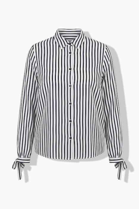 Bluse, Streifen, Oversized, Hemdkragen, Langarm