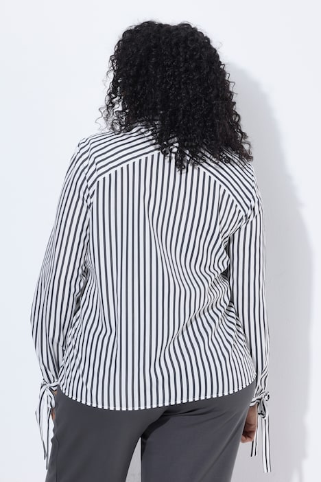 Bluse, Streifen, Oversized, Hemdkragen, Langarm