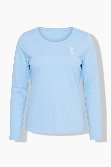 Shirt, kleiner Druck, Classic, Rundhals, Langarm