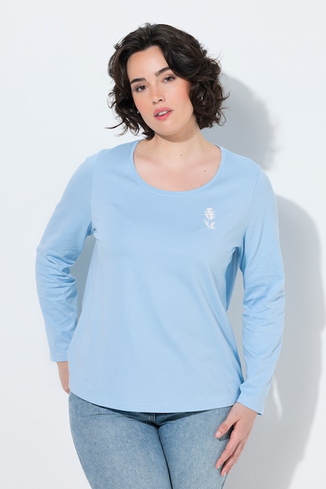 Shirt, kleiner Druck, Classic, Rundhals, Langarm