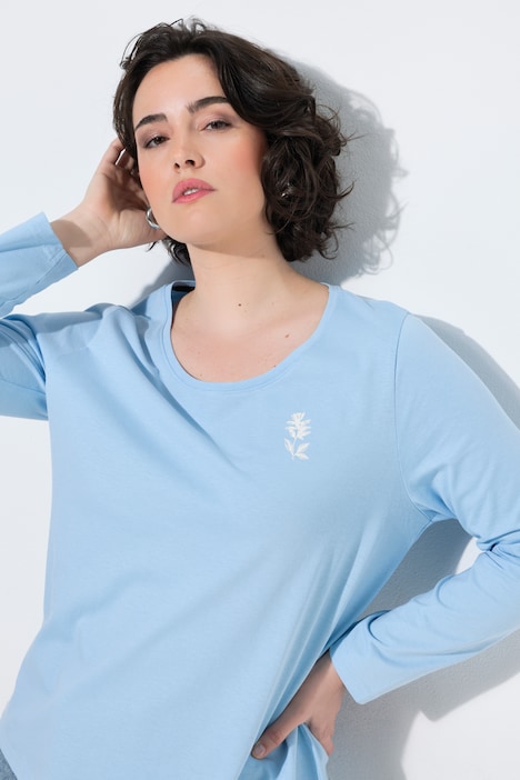 Shirt, kleiner Druck, Classic, Rundhals, Langarm