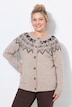 Strickjacke, Norwegermuster, Rundhals, Langarm