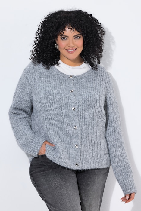 Strickjacke, Pailletten, Rundhals, Langarm