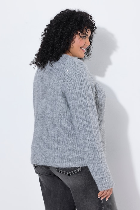 Strickjacke, Pailletten, Rundhals, Langarm