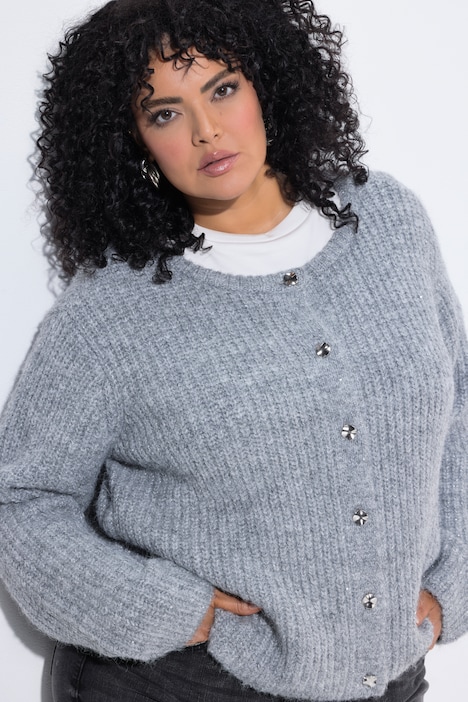 Strickjacke, Pailletten, Rundhals, Langarm
