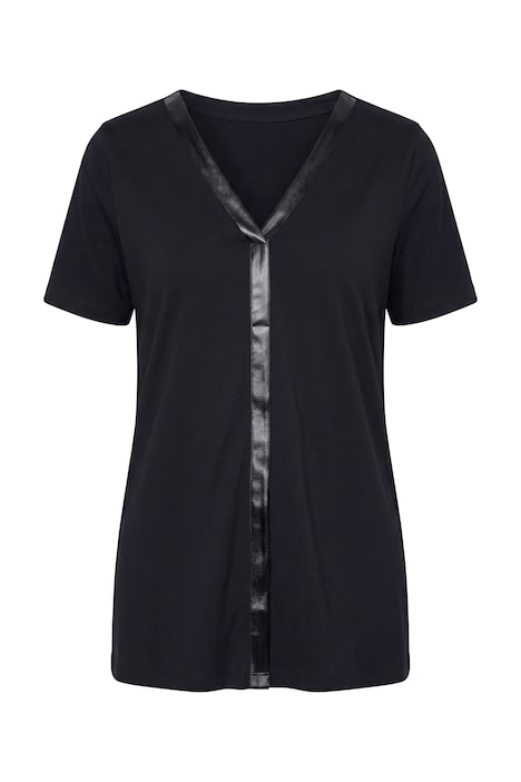 Satin Detail Short Sleeve Cold Shoulder Tee