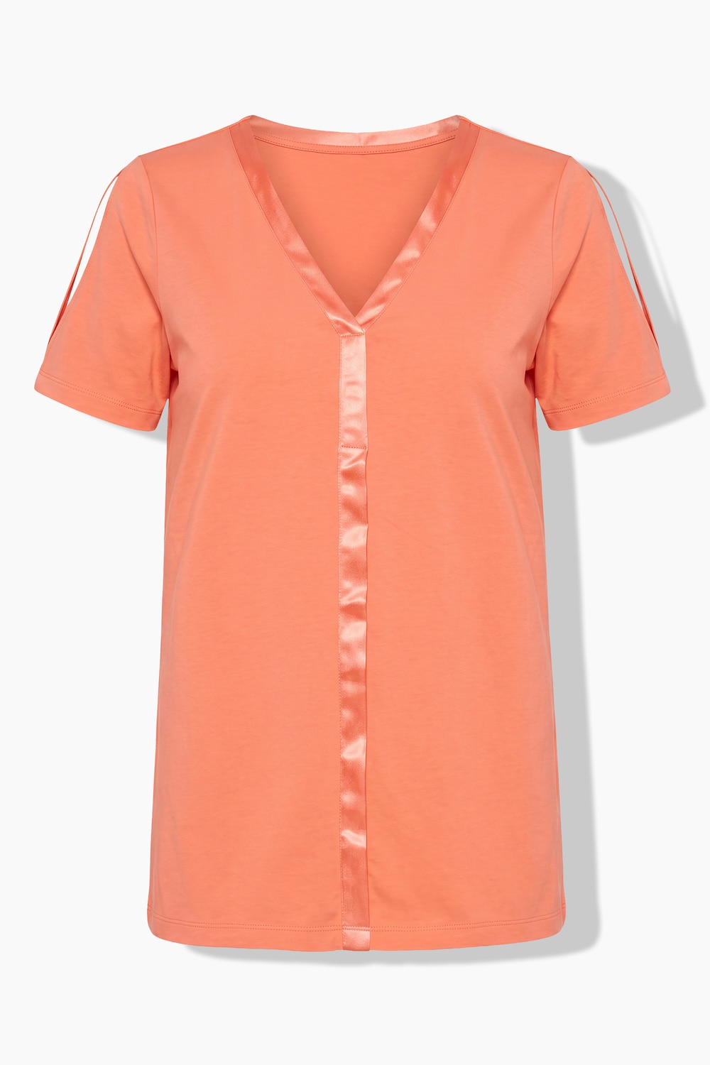 T-shirt, Comfort Fit, satijnen inzetstuk, uitsnijding bij de halflange mouw