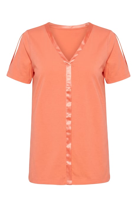 Satin Detail Short Sleeve Cold Shoulder Tee