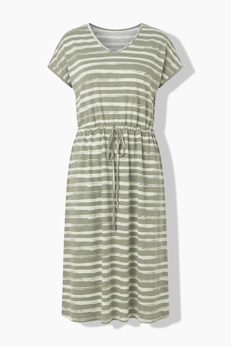 Midi-Jerseykleid, Regular Fit, Ringel, Taillen-Tunnelzug, Angel of Style x MIAMODA