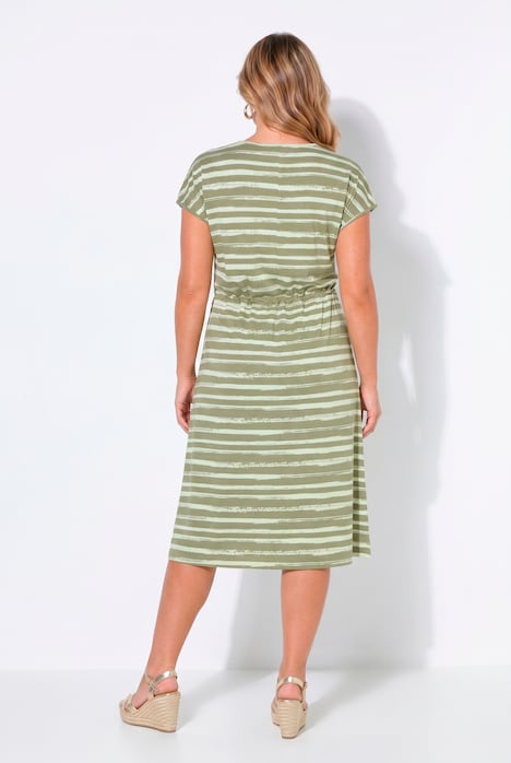 Midi-Jerseykleid, Regular Fit, Ringel, Taillen-Tunnelzug, Angel of Style x MIAMODA