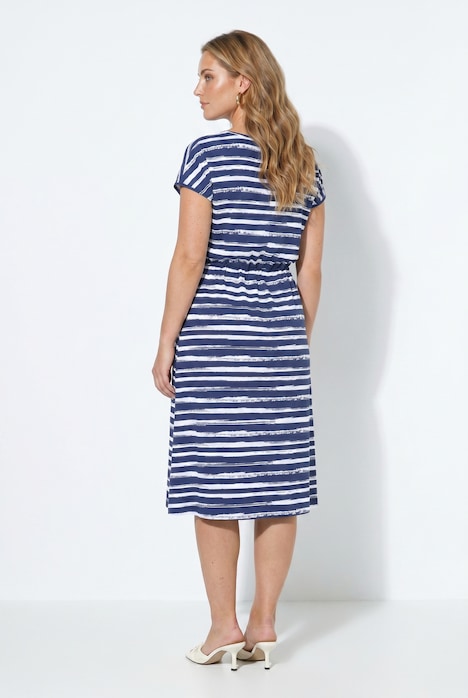 Midi-Jerseykleid, Regular Fit, Ringel, Taillen-Tunnelzug, Angel of Style x MIAMODA