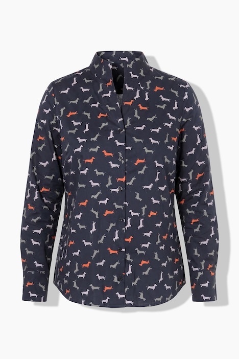 Bluse, Dackel, Kelchkragen, Langarm