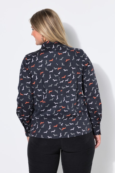 Bluse, Dackel, Kelchkragen, Langarm