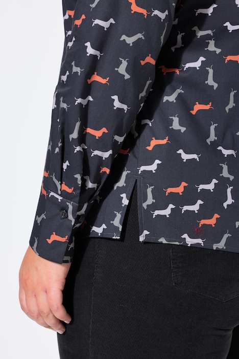 Bluse, Dackel, Kelchkragen, Langarm