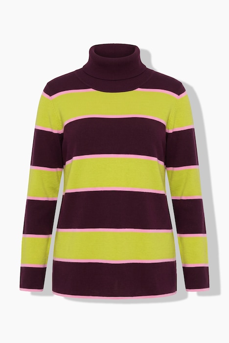 Streifen-Strickpullover, Rollkragen , Langarm