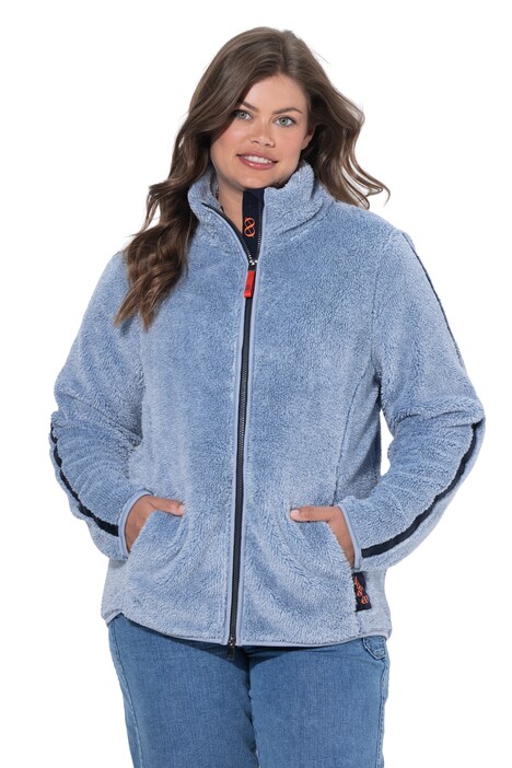 Plush Teddy Fleece Side Stripe Jacket