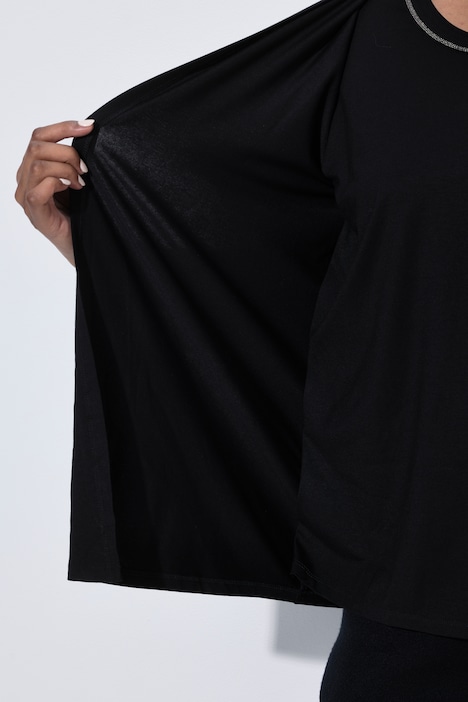 2-in-1-Shirt, Ziersteine, Rundhals, 3/4-Arm