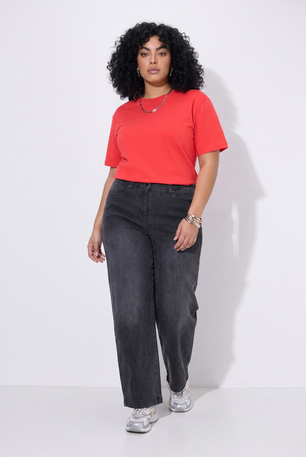 Jeans Mary, weites Bein, vorverlegte Seitennaht, Stretch