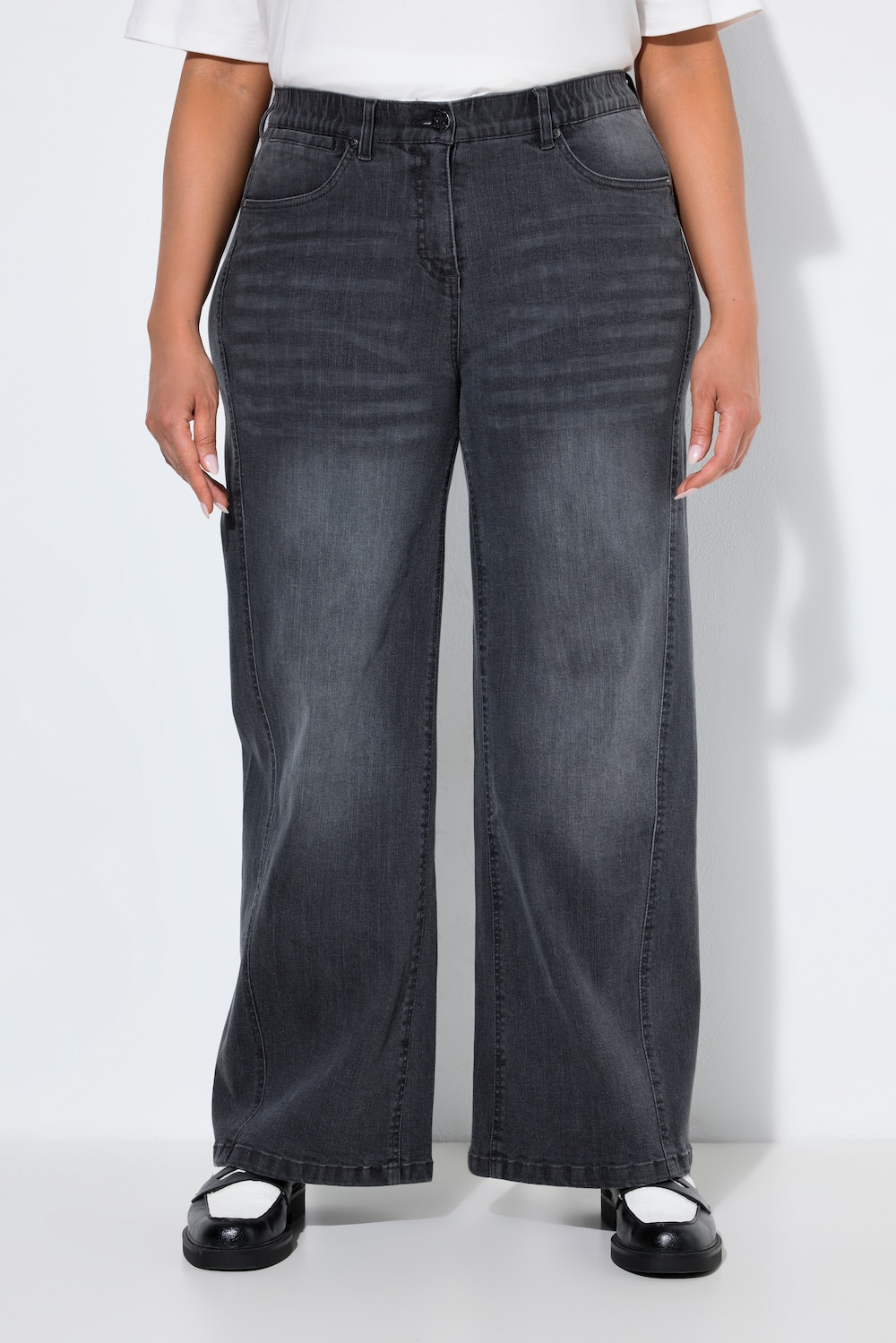 Jeans Mary, weites Bein, vorverlegte Seitennaht, Stretch