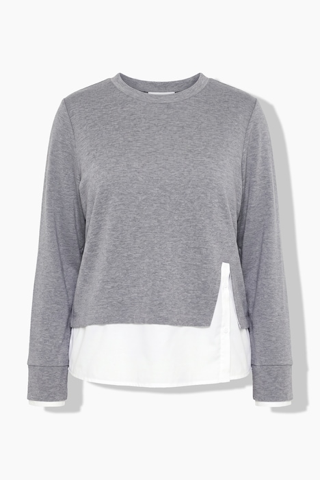 Sweatshirt, Bluseneinsatz, A-Linie, Rundhals, Langarm