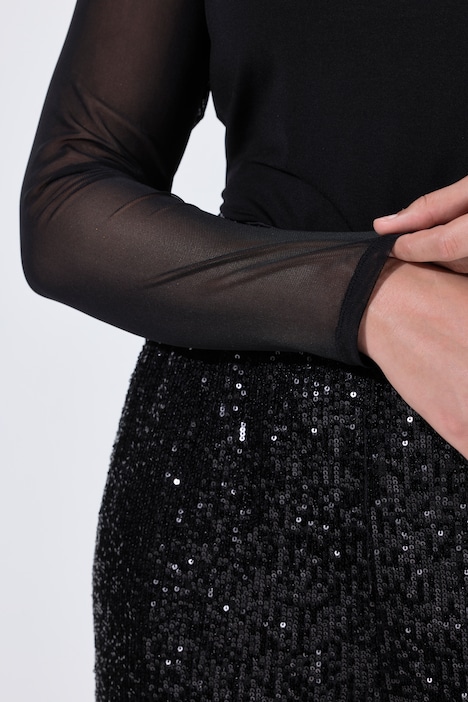 Body col montant, boutons-pression et manches longues