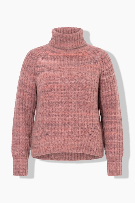 Pullover, Rippstrick, Rollkragen, Langarm