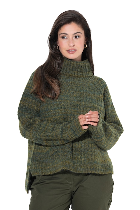 Pullover, Rippstrick, Rollkragen, Langarm