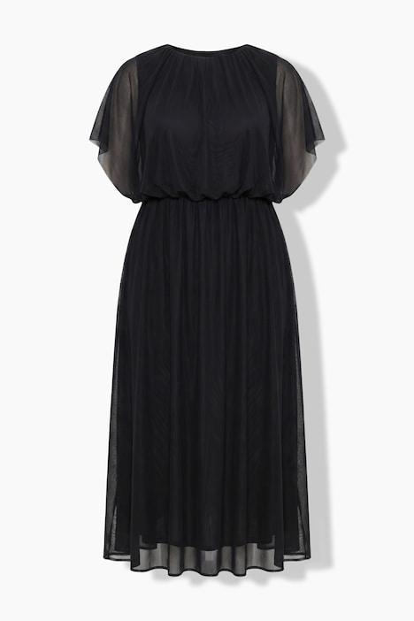 Maxikleid, Ballon-Oberteil, Rundhals, ärmellos