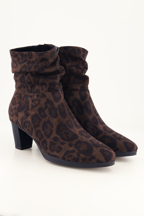 Bottines Caprice motif léopard, matière stretch et semelle de propreté amovible - largeur G